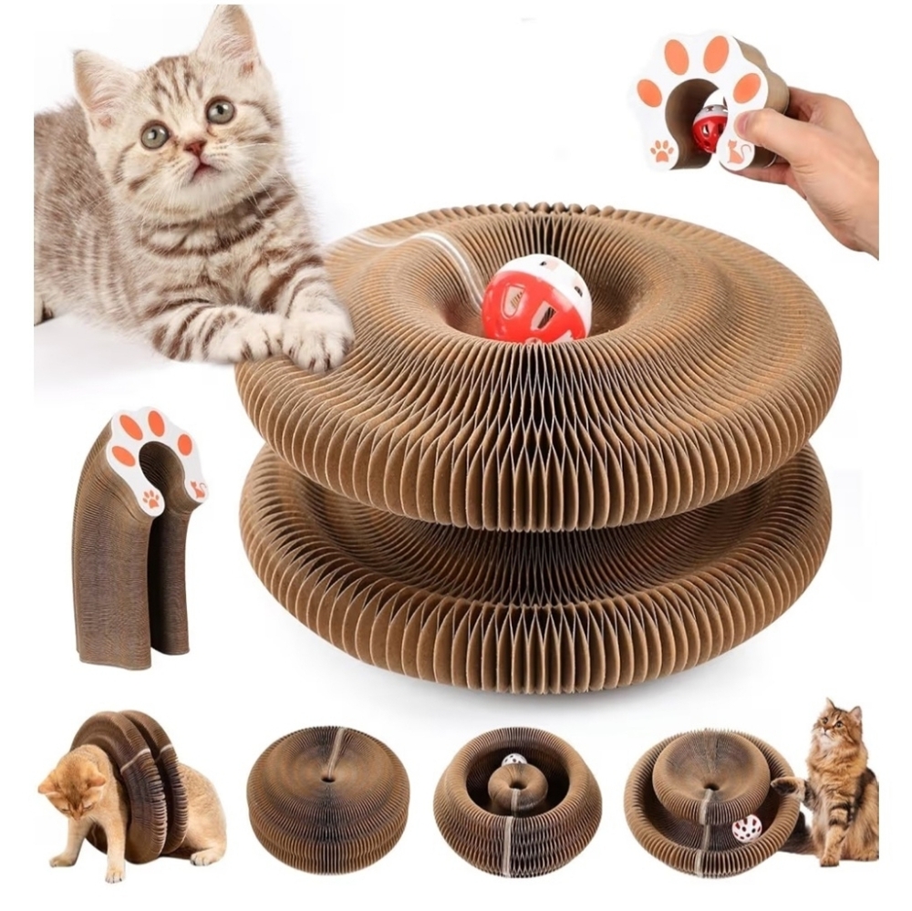 Magic Organ Cat Scratcher Board – Foldable Interactive Cat Toy w/ Ball